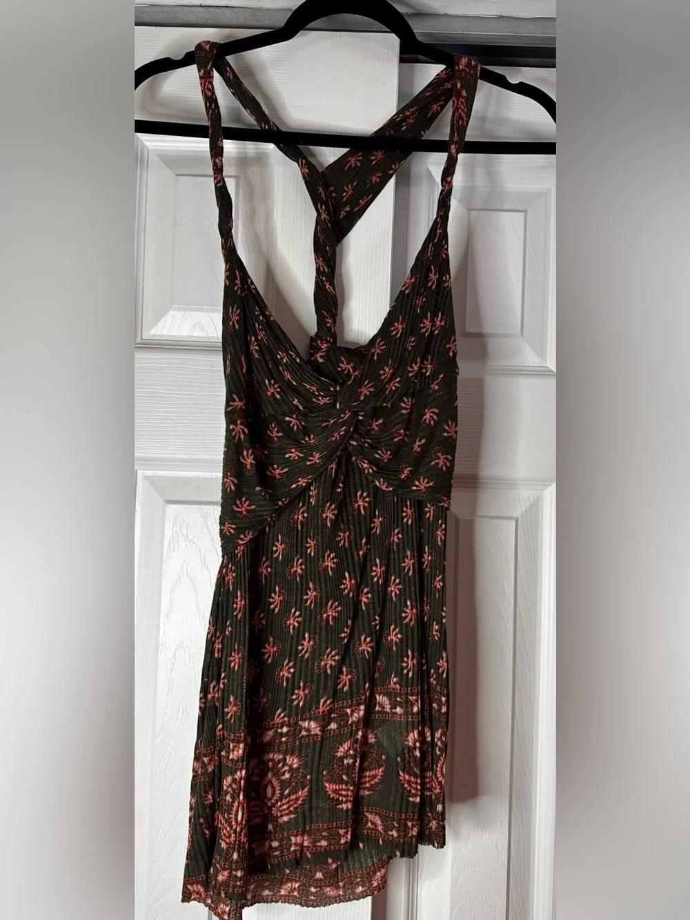 Free People Vintage Brown and Rust Patterned Braided Tank Blouse - Size S